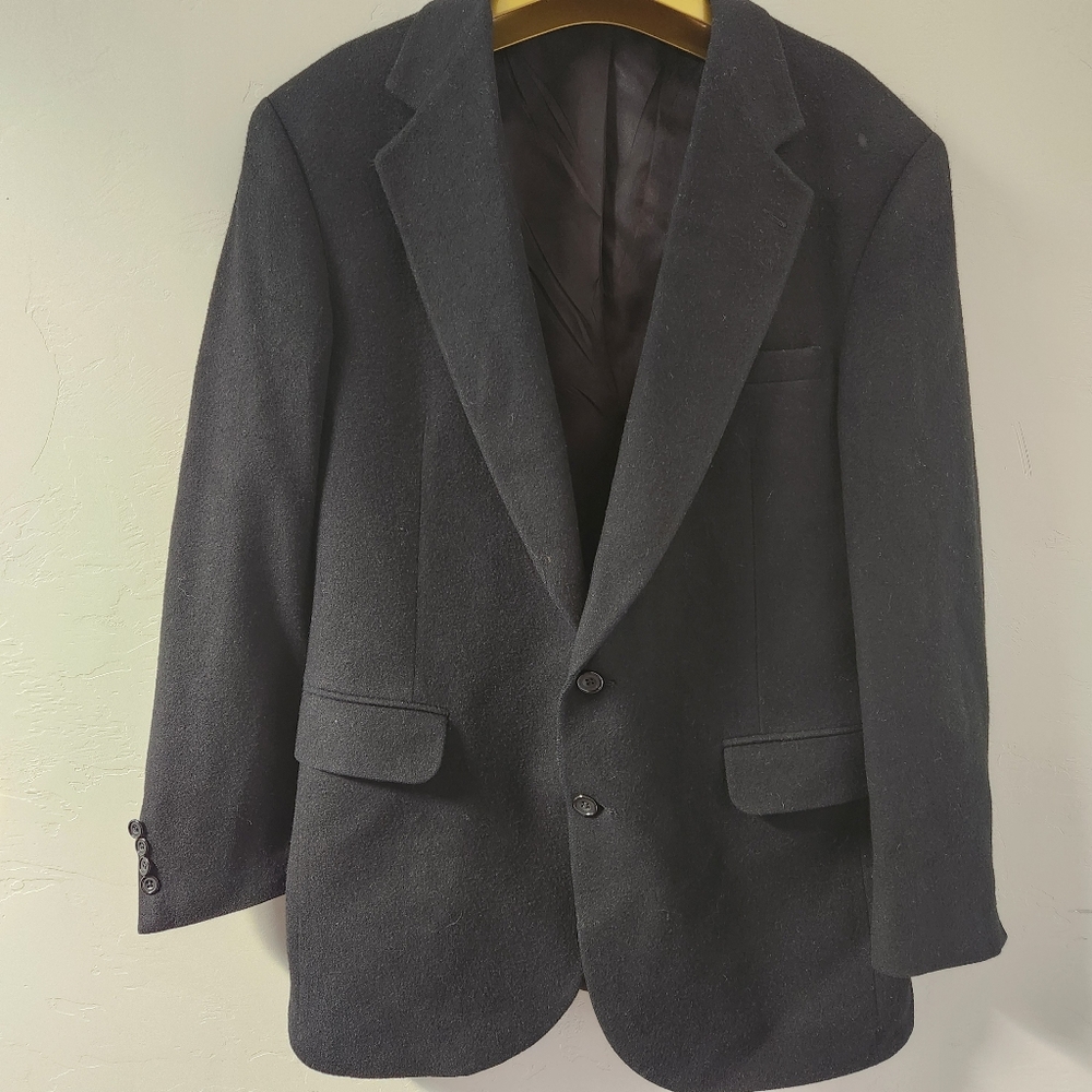 Vintage Evan-Picone for Joslins Black Blazer Size 42L Camel Hair Double Breasted